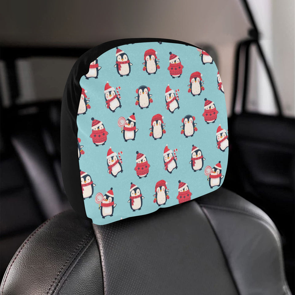 Cute penguin christmas design pattern Car Headrest Cover