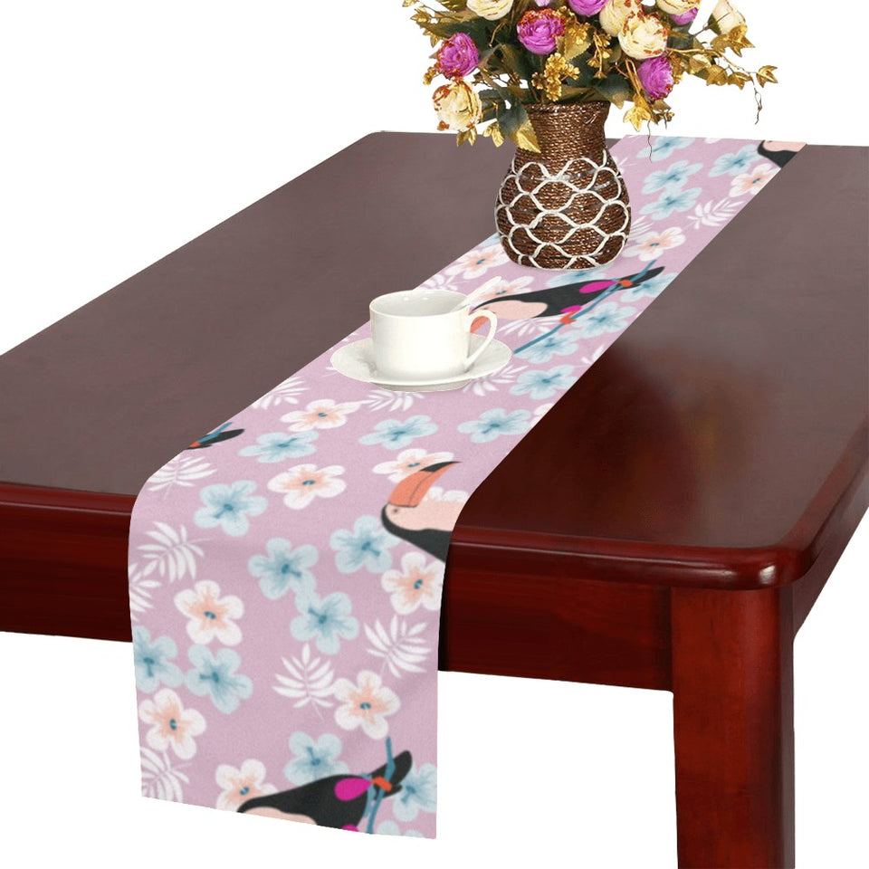 Beautiful toucan flower leaves Table Runner