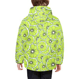Slices of Lime design pattern Kids' Boys' Girls' Padded Hooded Jacket
