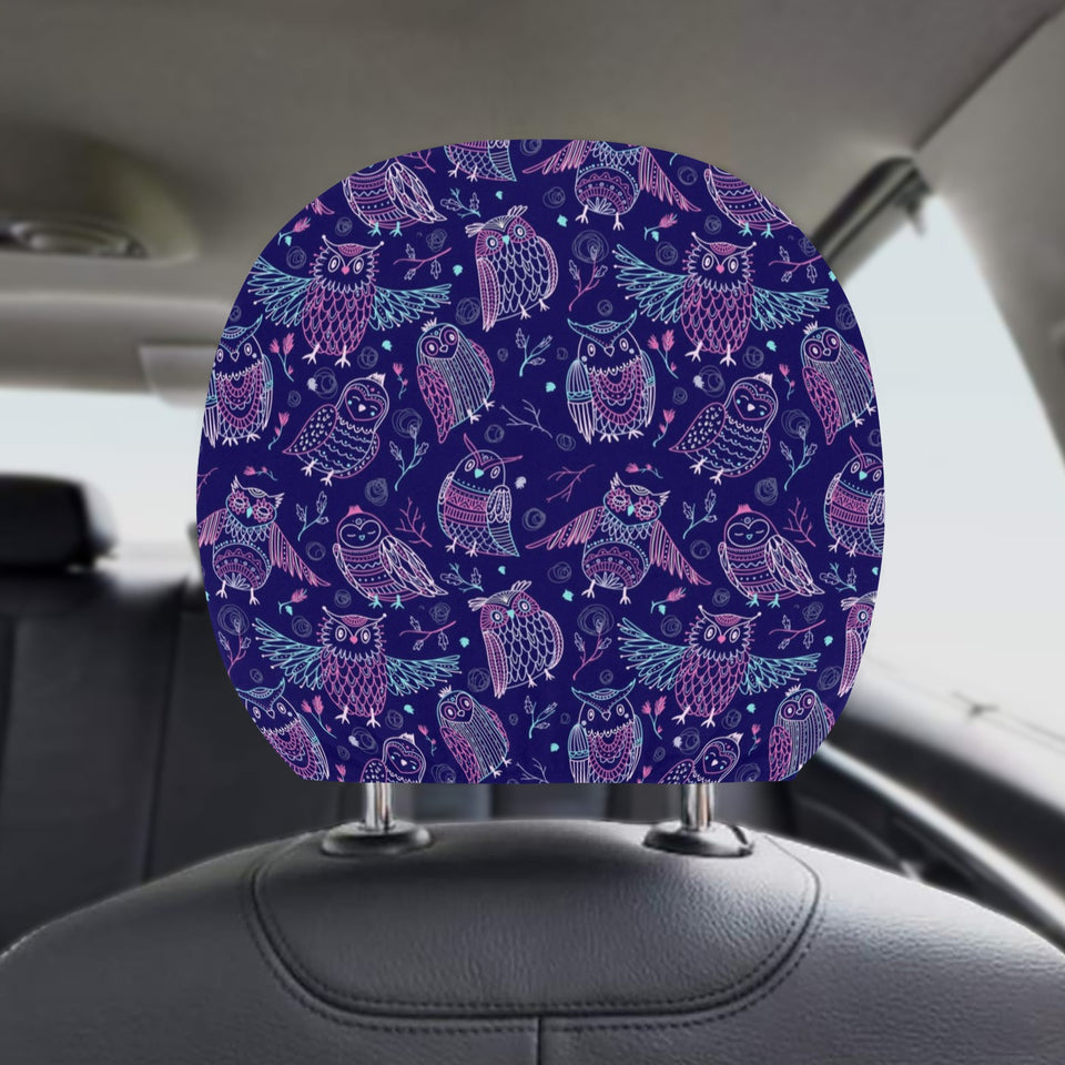 Cute owls pattern boho style ornament Car Headrest Cover