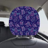 Cute owls pattern boho style ornament Car Headrest Cover
