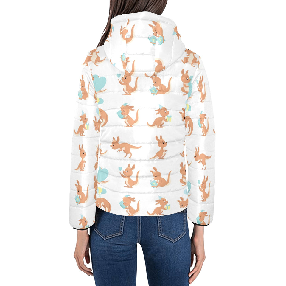 Cute Kangaroo pattern Women's Padded Hooded Jacket