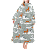 Beautiful deers Winter Christmas Blanket Robe with Sleeves