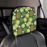 Whole sliced kiwi leave and flower Car Headrest Cover