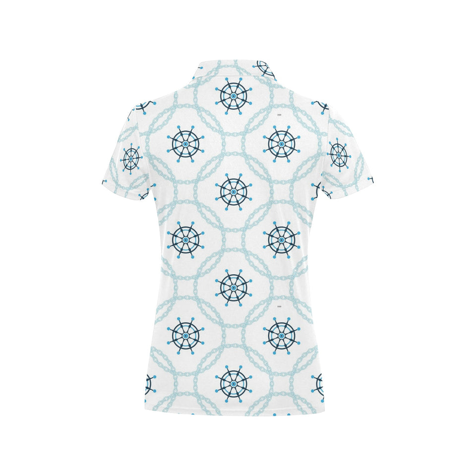 nautical steering wheel chain Women's All Over Print Polo Shirt