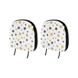 hand drawn gold black star pattern Car Headrest Cover