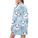 Cute panda pattern Women's Long Sleeve Belted Night Robe