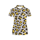 Gray Leopard print pattern Women's All Over Print Polo Shirt