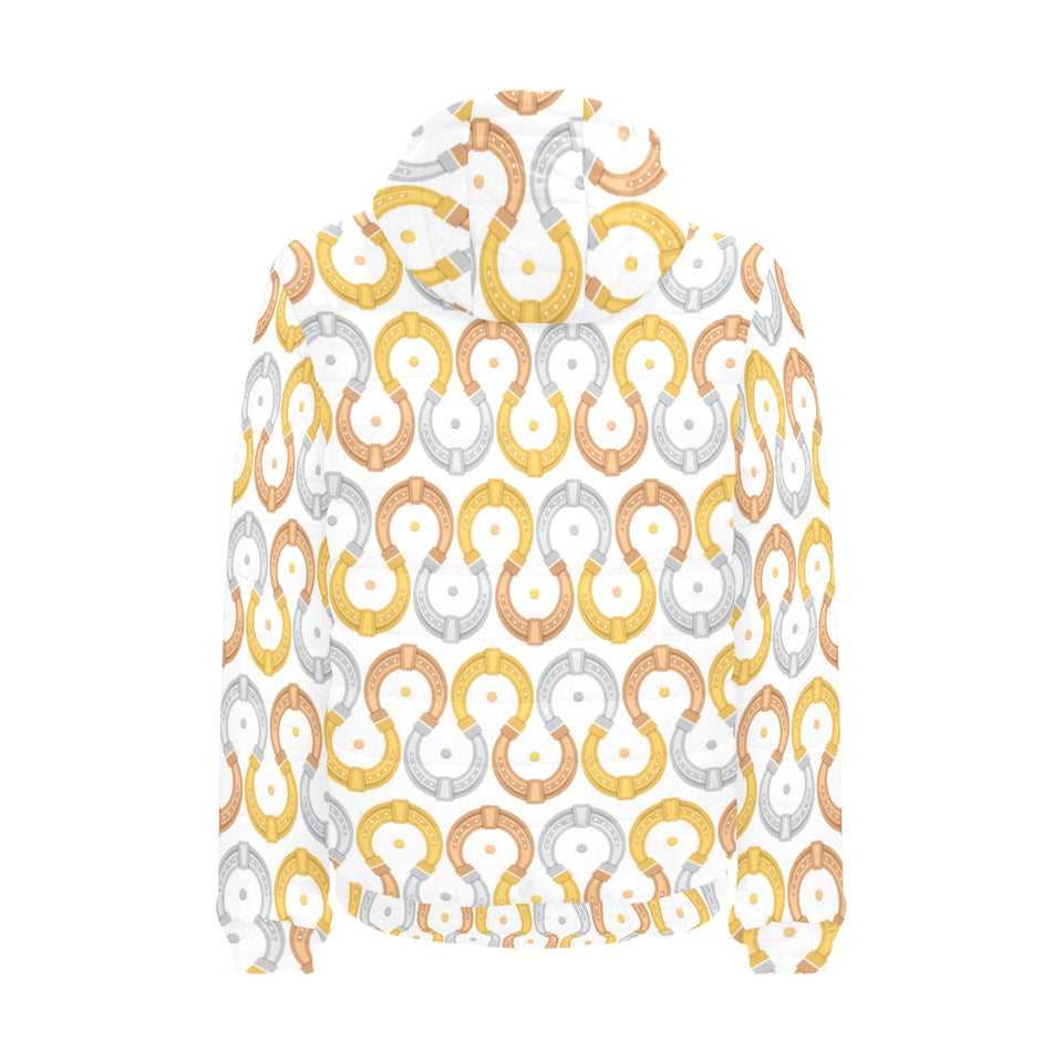Horseshoes Pattern Print Design 03 Men's Padded Hooded Jacket