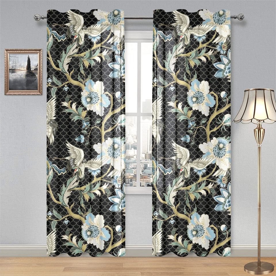 Japanese crane ornament elements Gauze Curtain