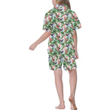 Hummingbird Pattern Print Design 05 Kids' Boys' Girls' V-Neck Short Pajama Set