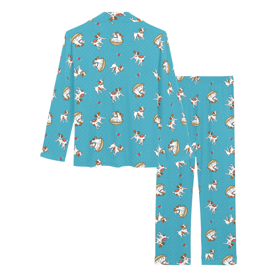 Jack Russel Pattern Print Design 03 Women's Long Pajama Set