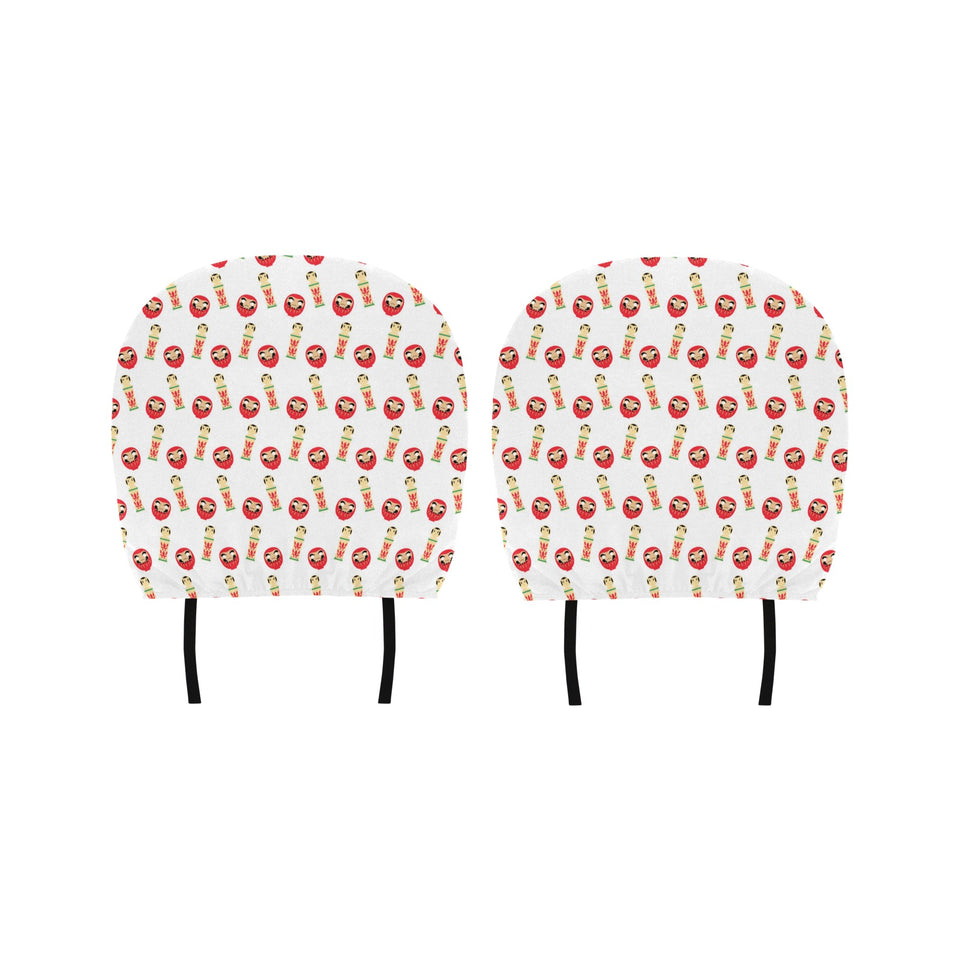Daruma japanese wooden doll Car Headrest Cover