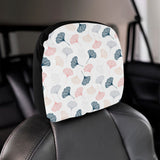 Black Gray Cream coral ginkgo leaves pattern Car Headrest Cover