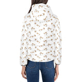 Jack Russel Pattern Print Design 04 Women's Padded Hooded Jacket
