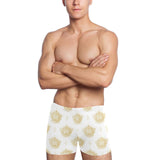 Gold Ornamental lotue waterlily symbol pattern Men's Swimming Trunks