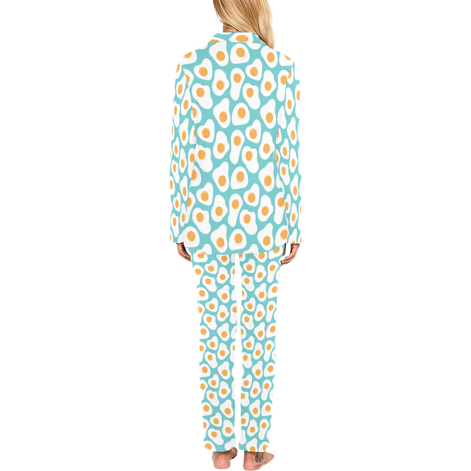 Fried Eggs Pattern Print Design 04 Women's Long Pajama Set