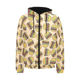 Hamburger Pattern Print Design 01 Men's Padded Hooded Jacket