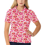 Lips Pattern Print Design 01 Women's All Over Print Polo Shirt