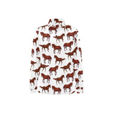 Horses running pattern background Women's Long Sleeve Polo Shirt