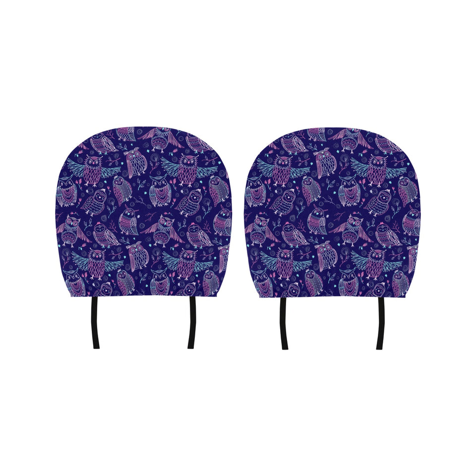 Cute owls pattern boho style ornament Car Headrest Cover