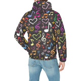 Music Notes Pattern Print Design 02 Men's Padded Hooded Jacket