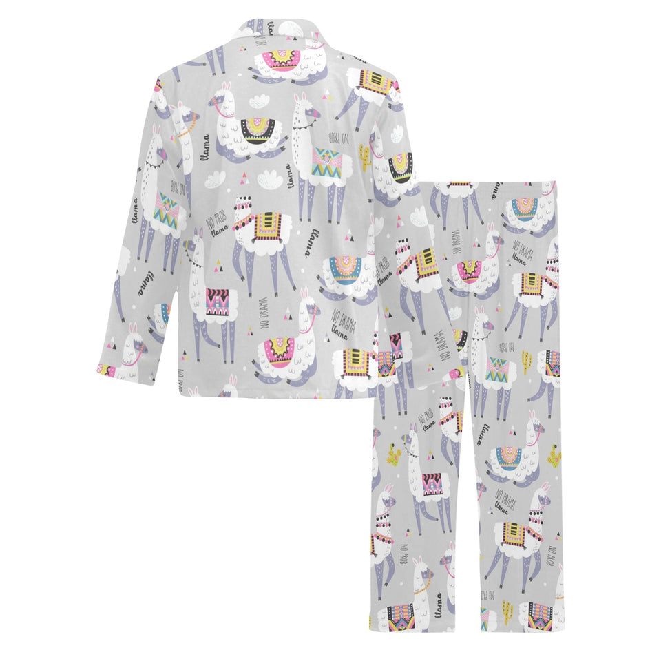 Cute Llama Alpaca pattern Men's Long Pajama Set