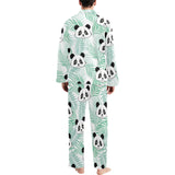 Panda pattern tropical leaves background Men's Long Pajama Set
