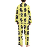 Cute ninja yellow background Men's Long Pajama Set