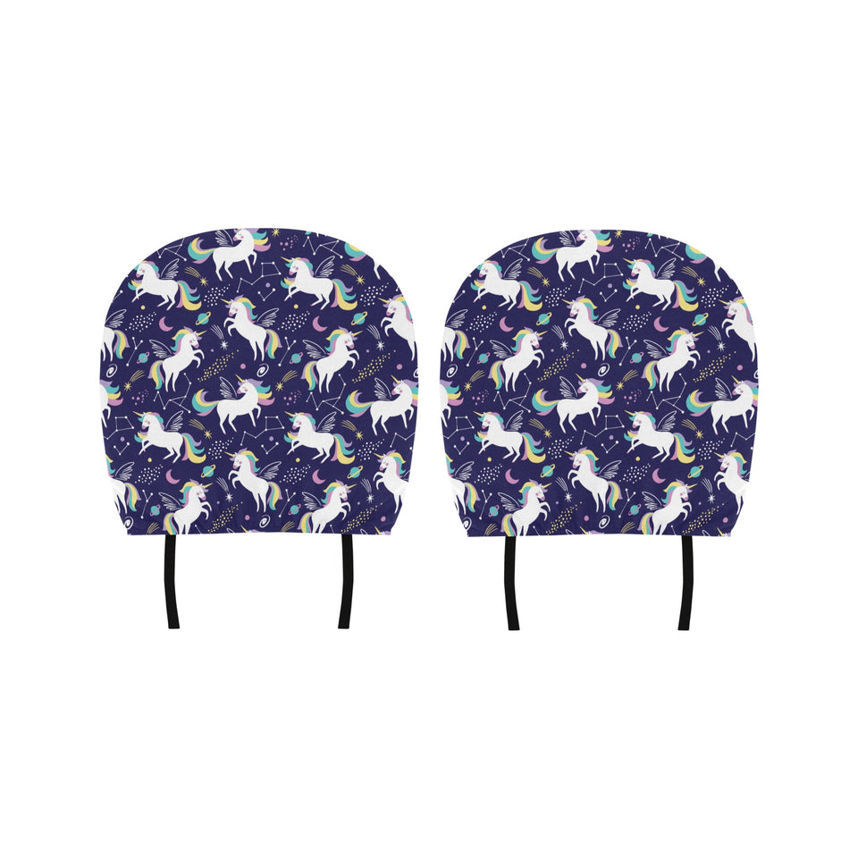 Hand drawn cute unicorn star planet Car Headrest Cover