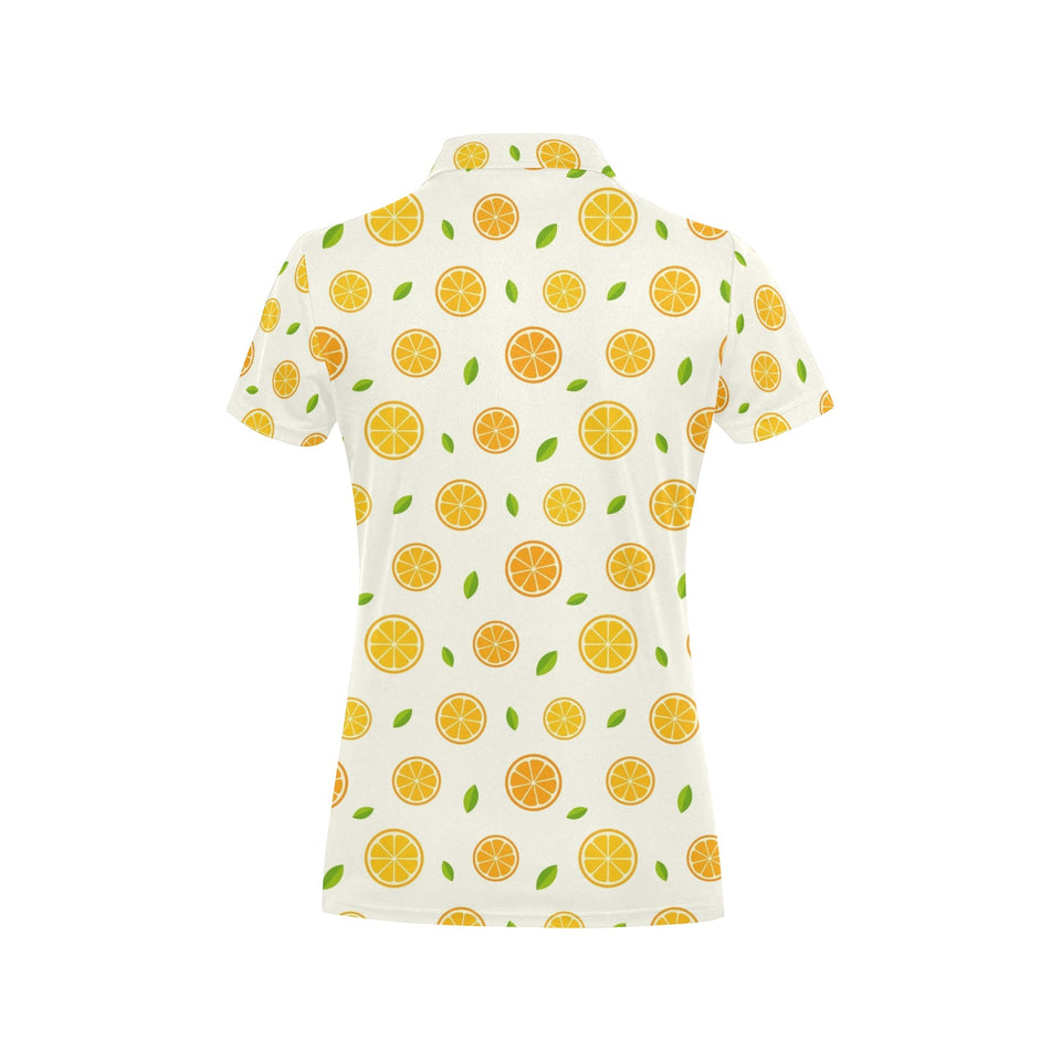 oranges leaves pattern Women's All Over Print Polo Shirt