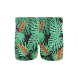 heliconia flower palm monstera leaves black backgr Men's Swimming Trunks