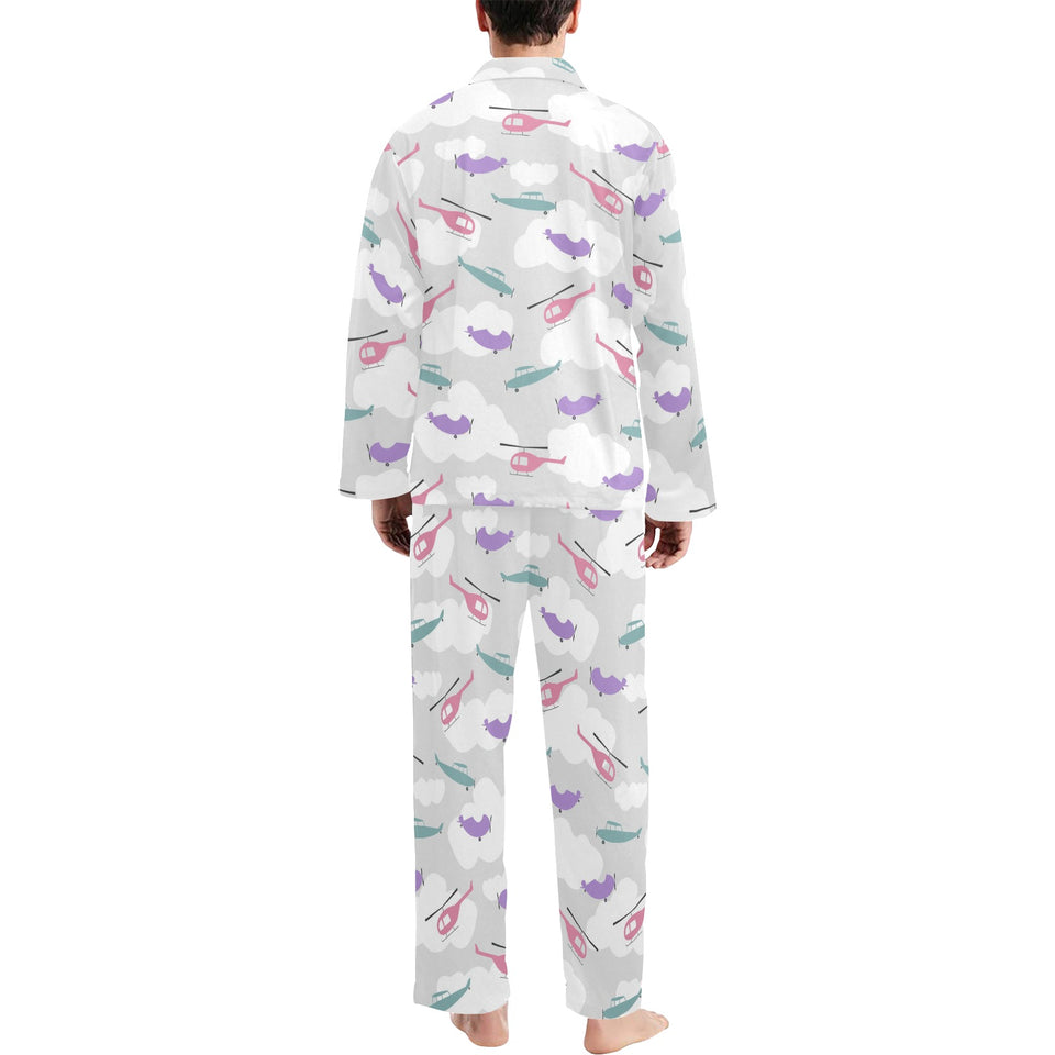 Helicopter plane pattern Men's Long Pajama Set