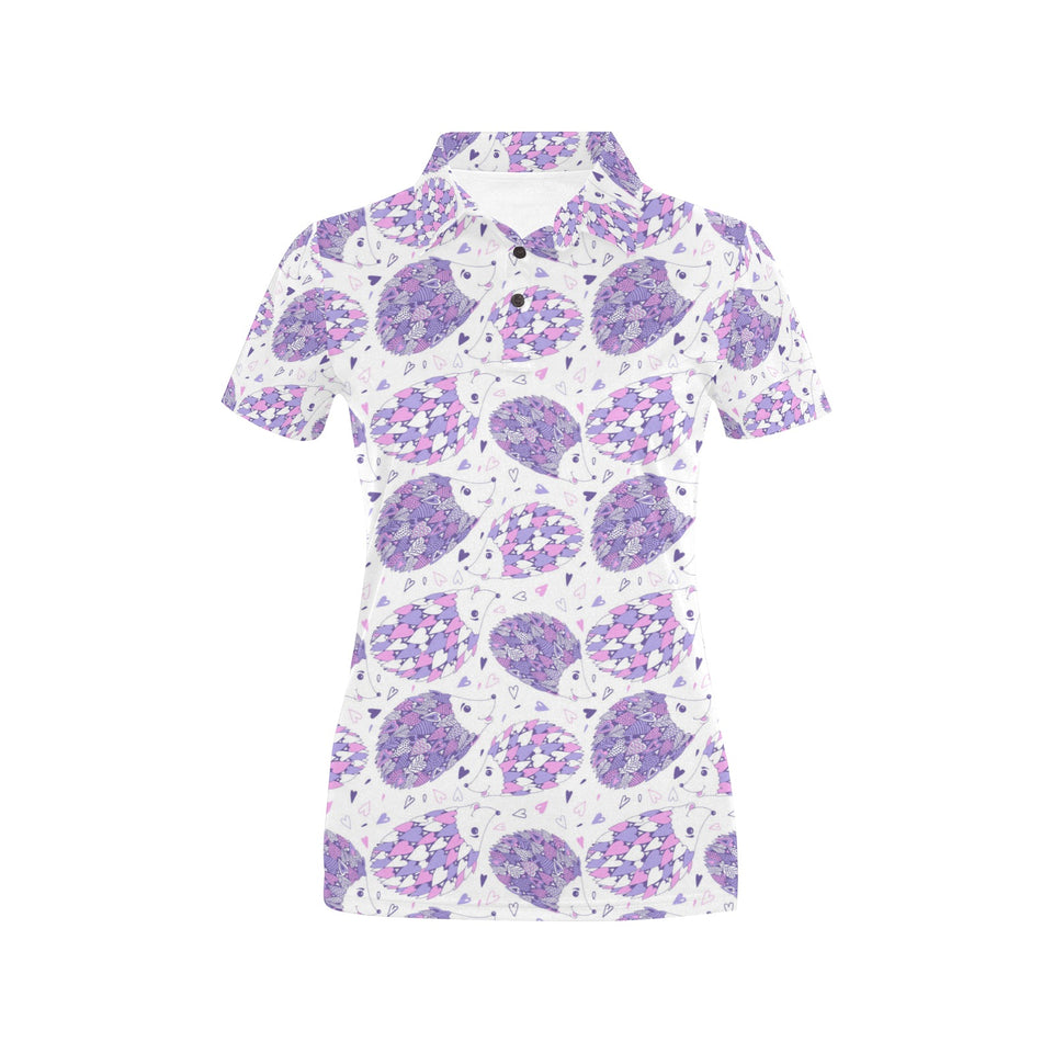 Hedgehog Pattern Print Design 05 Women's All Over Print Polo Shirt