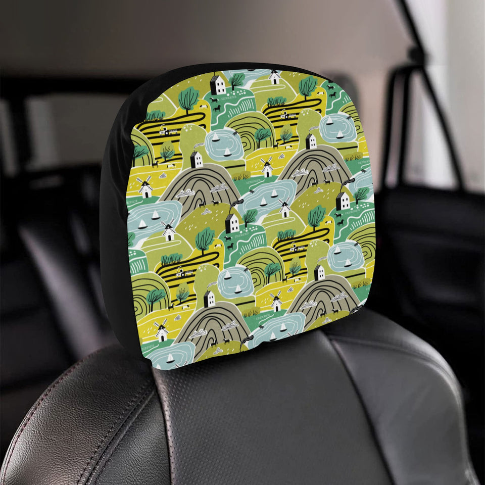 Hand drawn windmill pattern Car Headrest Cover