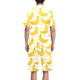 Banana pattern blackground Men's V-Neck Short Pajama Set