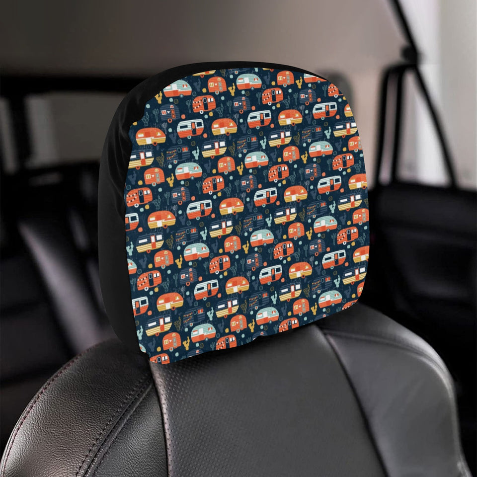 Camper Van Pattern Print Design 05 Car Headrest Cover