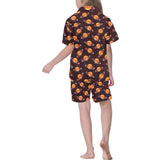 Hamburger Pattern Print Design 05 Kids' Boys' Girls' V-Neck Short Pajama Set