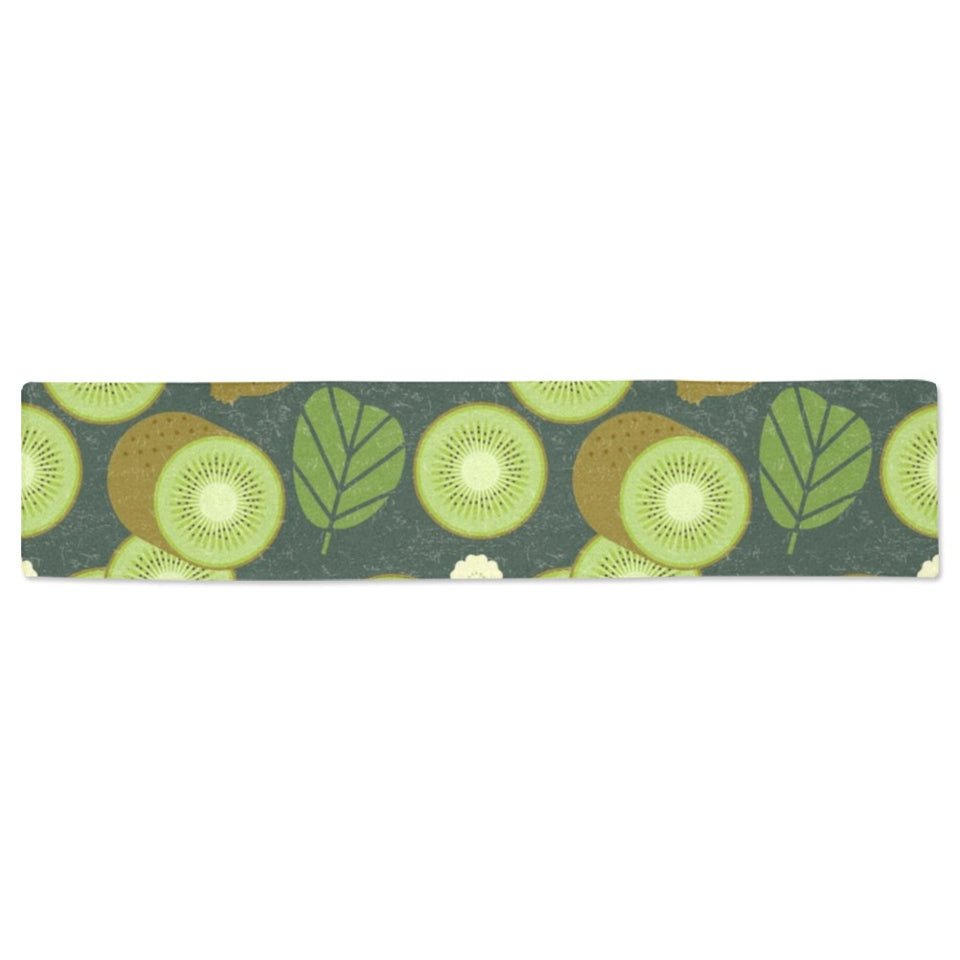 Whole sliced kiwi leave and flower Table Runner
