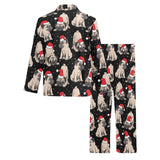 Christmas Pugs Santa_s red cap pattern Men's Long Pajama Set