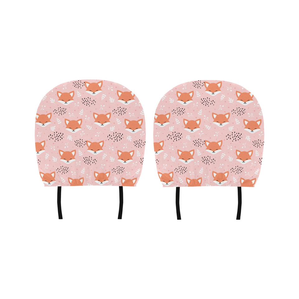 Cute fox pattern pink background Car Headrest Cover