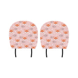 Cute fox pattern pink background Car Headrest Cover