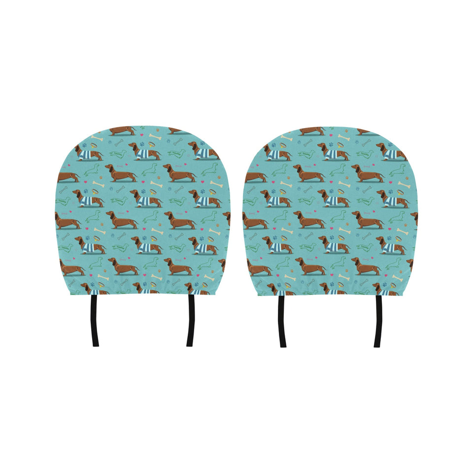 Dachshund decorative background Car Headrest Cover