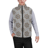 nautical wood steering wheel pattern Men's Padded Vest