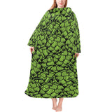 Green hop pattern Blanket Robe with Sleeves