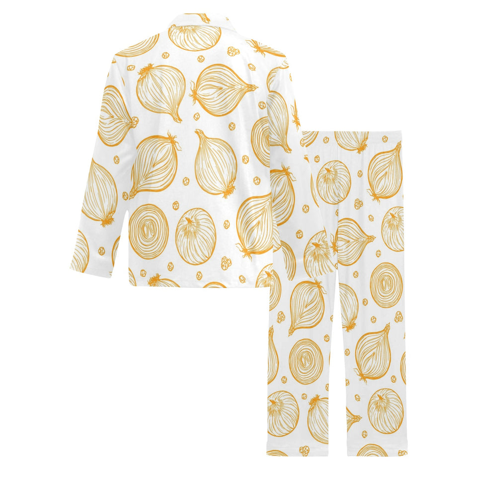 hand drawn onion pattern Men's Long Pajama Set