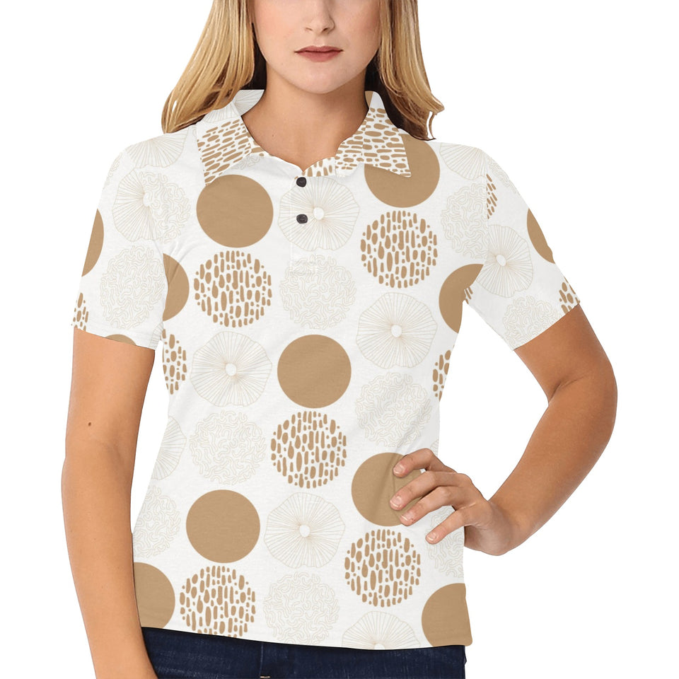 Gold Texture mushroom pattern Women's All Over Print Polo Shirt