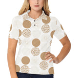 Gold Texture mushroom pattern Women's All Over Print Polo Shirt