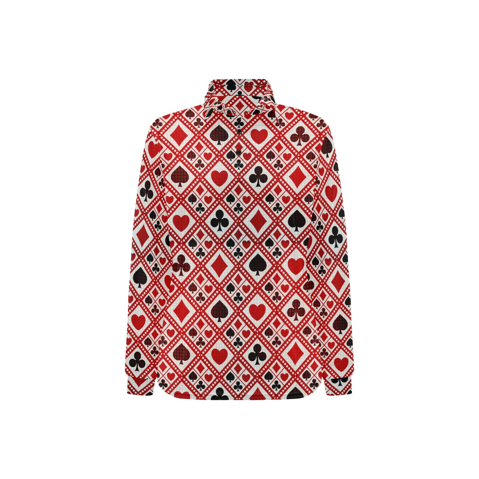 Casino Cards Suits Pattern Print Design 03 Women's Long Sleeve Polo Shirt