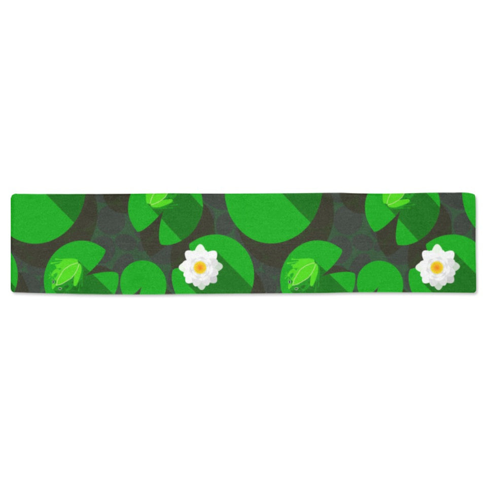 Frog waterlily pattern Table Runner